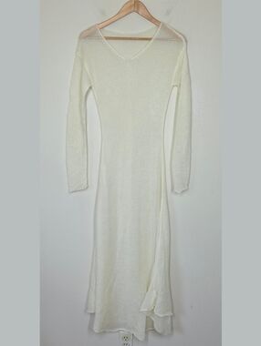 Nap Loungewear Cream Ivory Mesh Knit Dress Mohair Wool Boho Minimalist Layer M